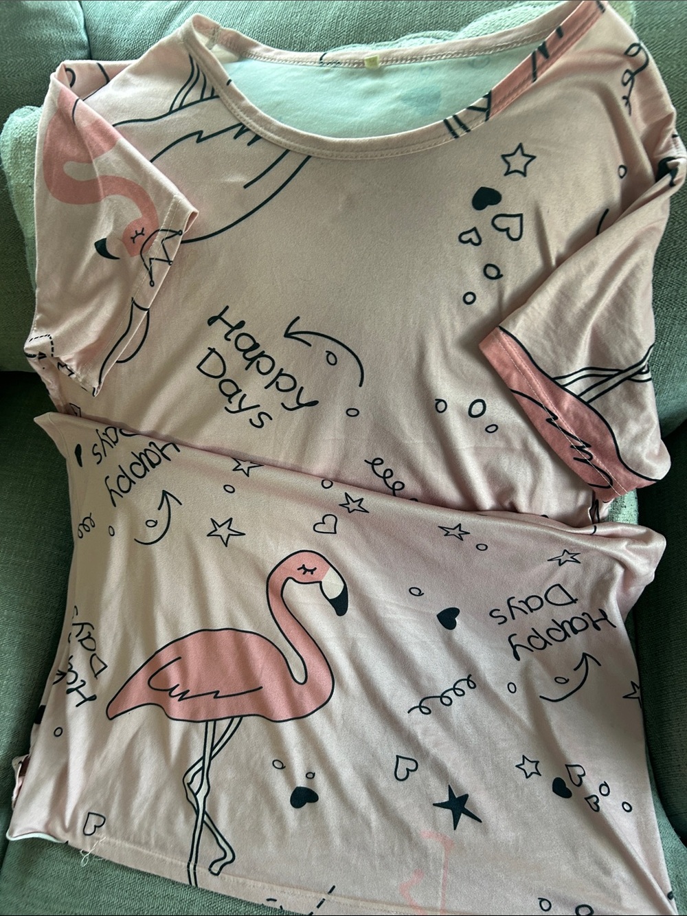 Pink Flamingo Graphic Tee - "Happy Days"